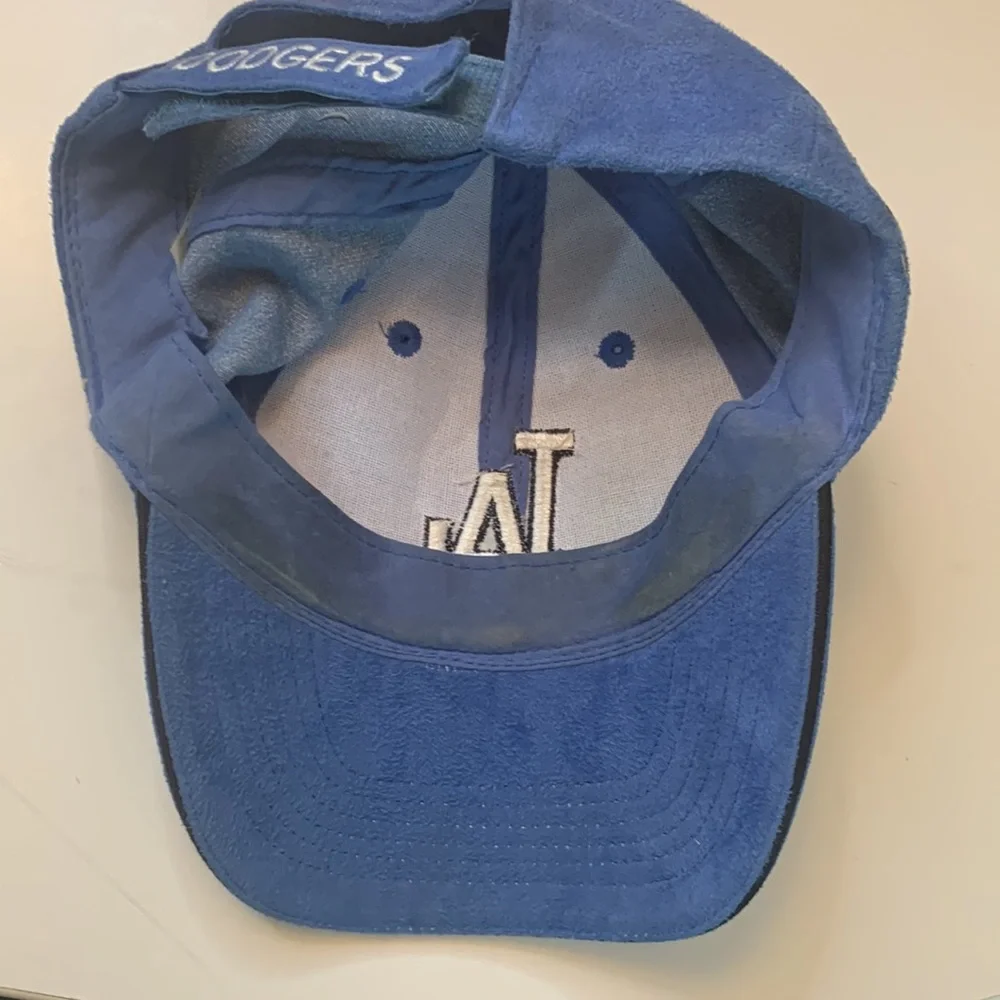 Los Angeles Dodgers light blue sueded baseball cap with Farmer John patch